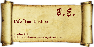 Bőhm Endre névjegykártya