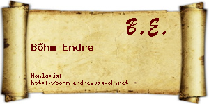 Bőhm Endre névjegykártya